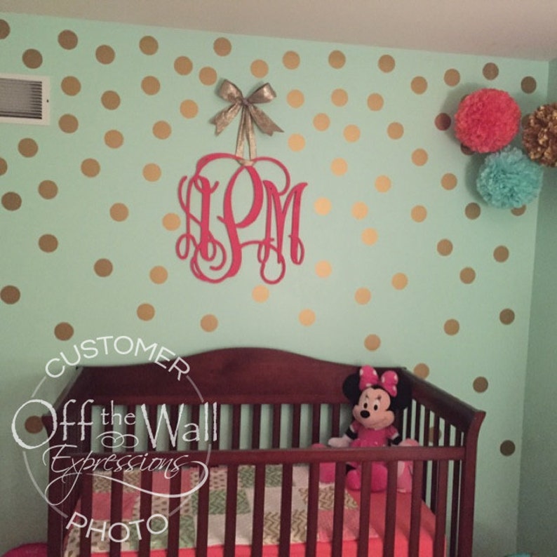 Wall confetti, polka dots, vinyl decals, ceiling decals, toddler room decor, metallic gold dots, circle decals image 2