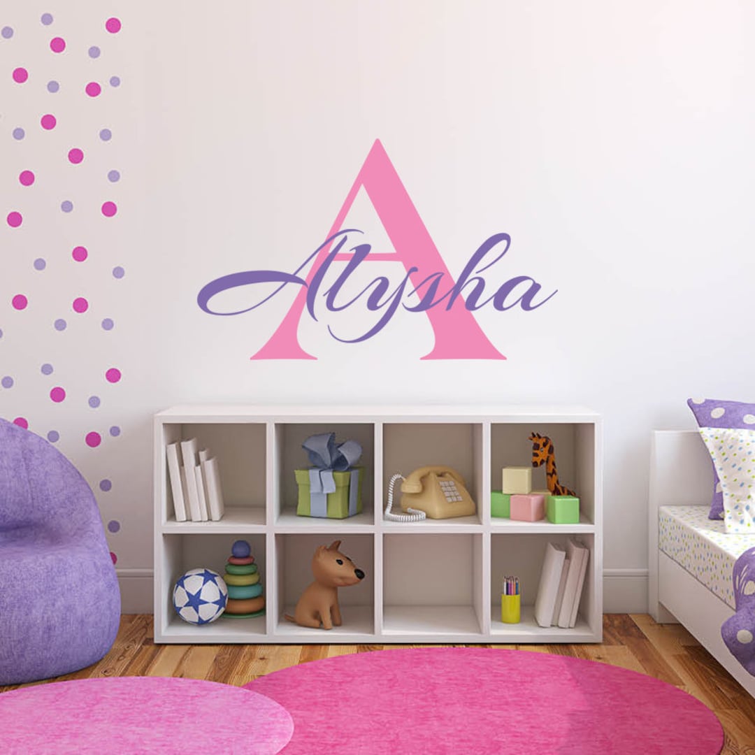 Girls Name Monogram Decal, Personalized Vinyl Decal, Initial and Name ...