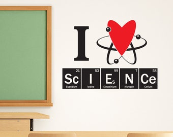 Science Decal With Periodic Table of Elements, Science Vinyl Decal ...
