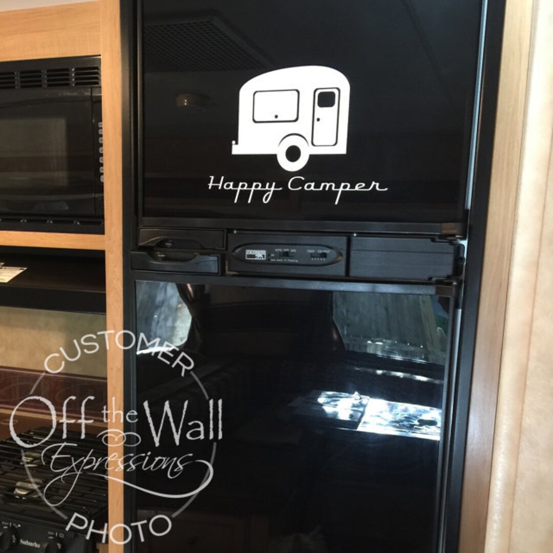 Happy Camper Decal, RV Vinyl Decal, Vintage Camper Trailer Decor, Retro ...