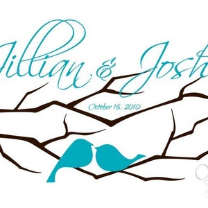 Love Birds on a Branch, Dance Floor Decal, wedding decal personalized vinyl wedding decor, removeable decal image 2