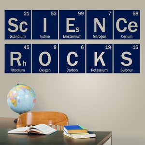 Science Rocks periodic vinyl decal, science wall decal, classroom teacher decor, chemistry dorm decal, table of elements image 1