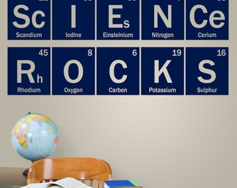 Science Rocks periodic vinyl decal, science wall decal, classroom teacher decor, chemistry dorm decal, table of elements