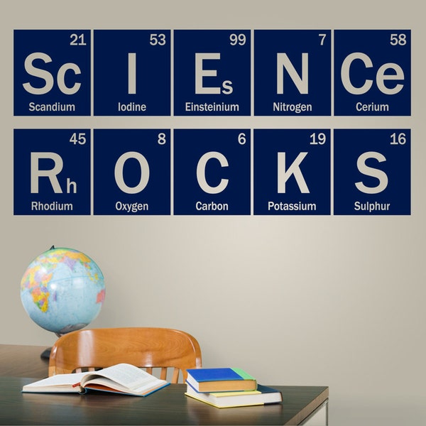 Science Rocks periodic vinyl decal, science wall decal, classroom teacher decor, chemistry dorm decal, table of elements