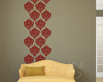 Damask wall decal,  set of 16 vinyl wall art, vinyl decals