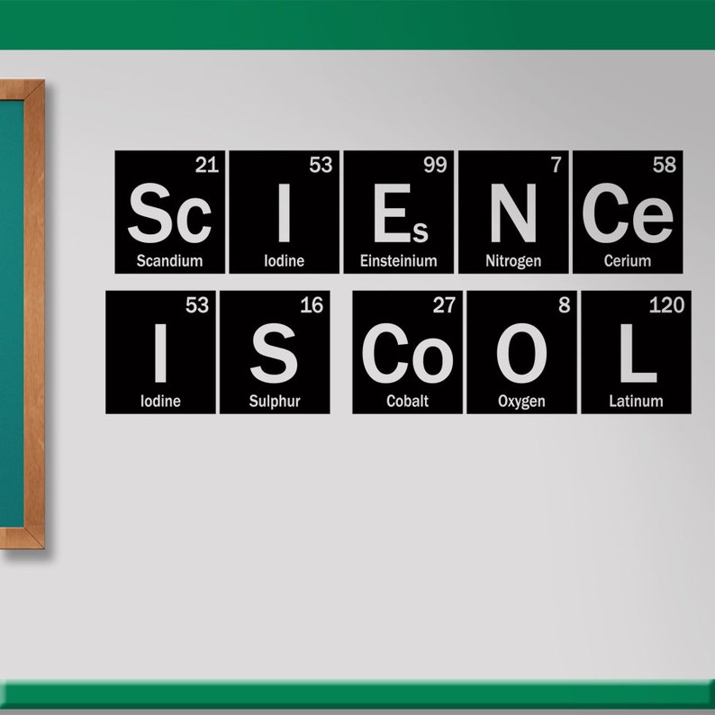 Classroom decal, Science is Cool periodic table decal, element decor for school, science decor image 1