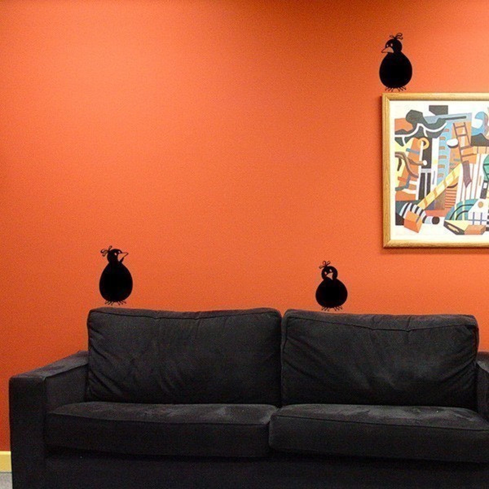 Bird Wall Decals Set of Three Vinyl Wall Art Fun Quirky Etsy