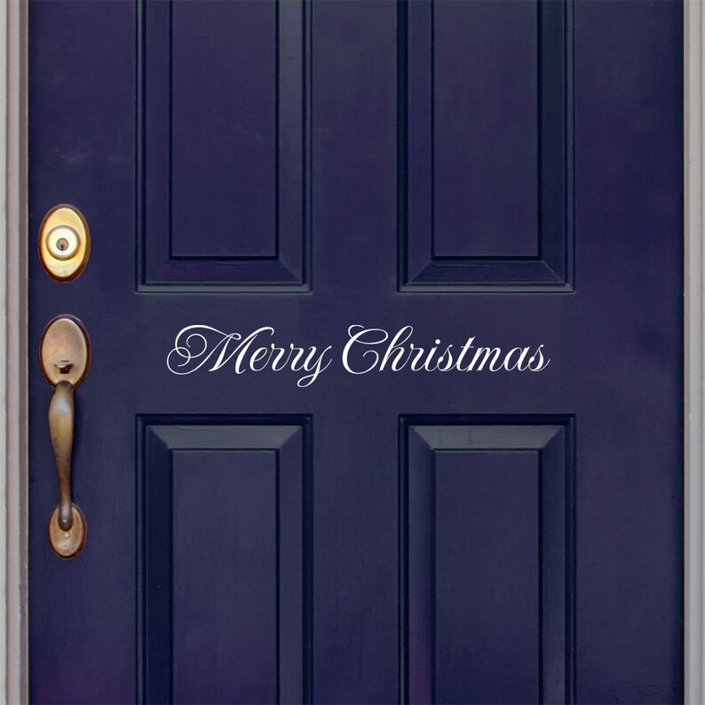Merry Christmas decal Front Door Decal Christmas door decal Wall Art Vinyl Decal Holiday Decal image 1