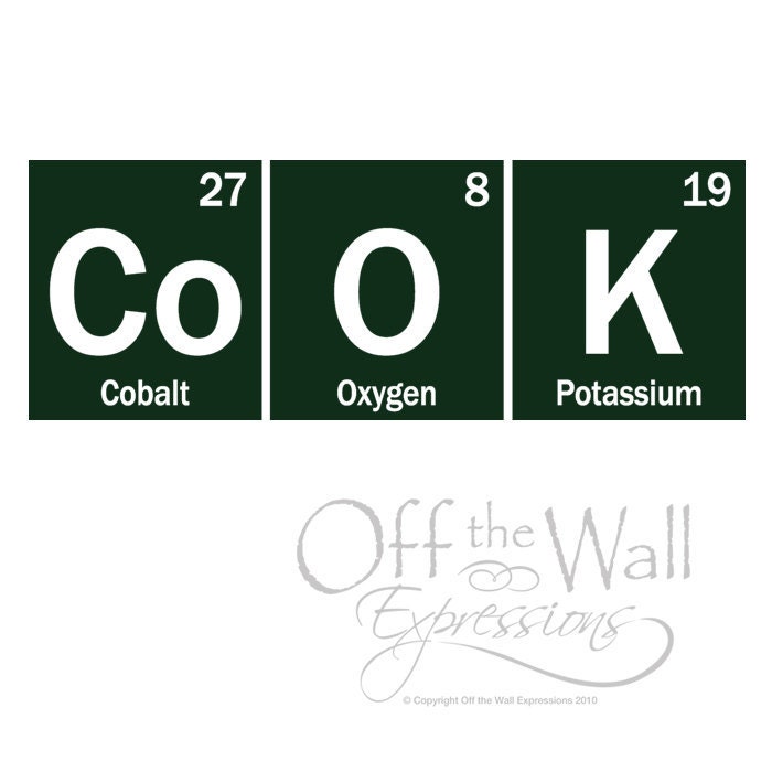 Periodic Table COOK Vinyl Decal, Table of Elements, Science Geek ...