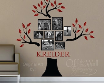 Family Tree Decal, Personalized with family name, Genealogy family tree, family name decal, vinyl decal, gallery wall decor