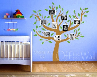 Family Tree decal  - nursery decor - tree wall decal - photo frame tree - big family tree mural - foyer decor