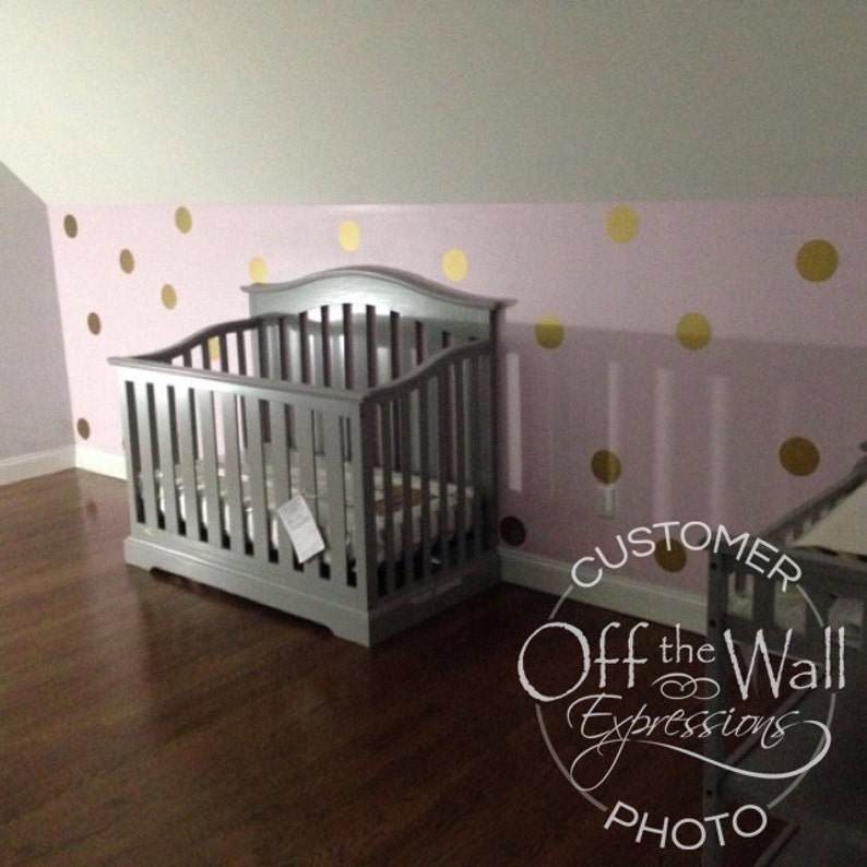 Wall confetti, polka dots, vinyl decals, ceiling decals, toddler room decor, metallic gold dots, circle decals image 4