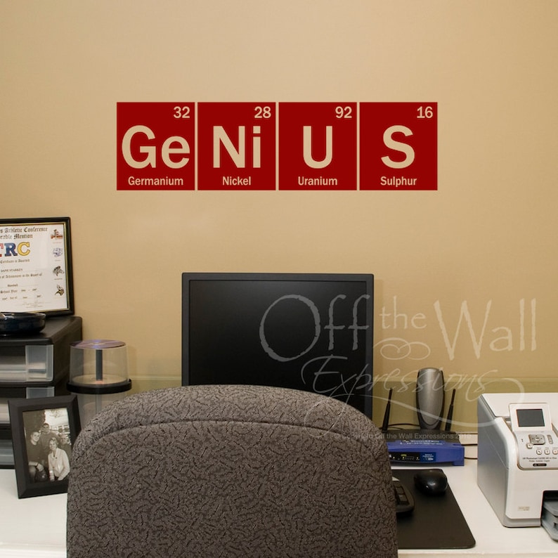 Genius Vinyl Wall Decal Element Decal Periodic Table Classroom Decor Science Decal Fun Gift