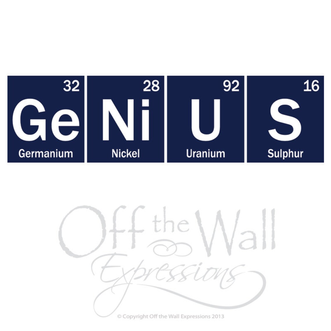 Genius Science Elements Genius Vinyl Wall Decal, Element Decal, Periodic Table, Classroom Decor ...