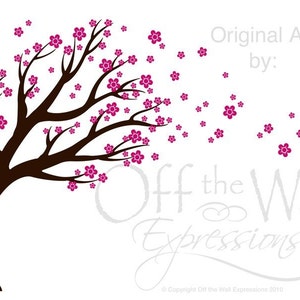 Tree wall decal, Nursery Tree Decal, Blowing Tree with blossoms for Childrens room. Porch, Dining Room, or Office. image 2