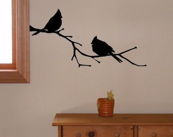 Cardinal Birds on a Branch, vinyl wall decal, Cardinal Decor, State Bird Silhouette