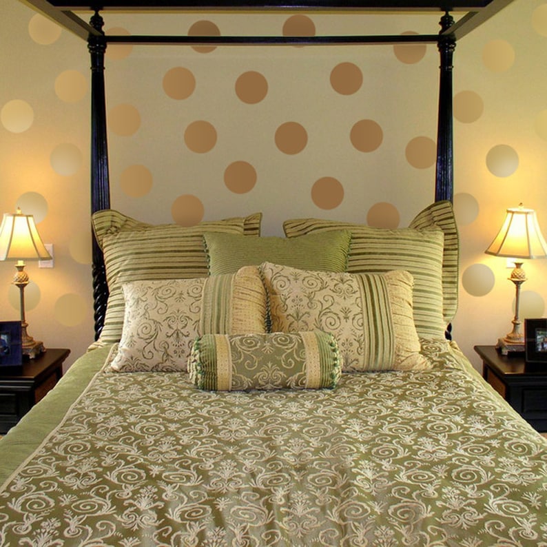 Gold Circle Wall Decals Peel and Stick Polka Dot Vinyl Etsy