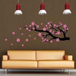 Cherry Blossom Branch vinyl wall decal, office decal, bedroom wall vinyl decor