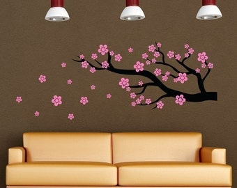 Cherry Blossom Branch vinyl wall decal, office decal, bedroom wall vinyl decor