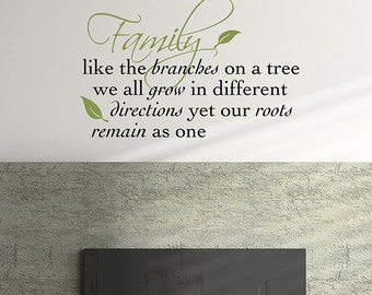 Vinyl Wall Decal - Family like the Branches on a Tree - family vinyl decal -  family tree - family room decal