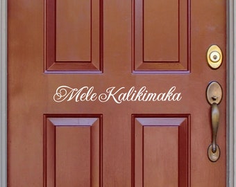 Mele Kalikimaka decal - Front Door Decal - Hawaiian Christmas door decal - Wall Art - Vinyl Decal - Holiday Decal
