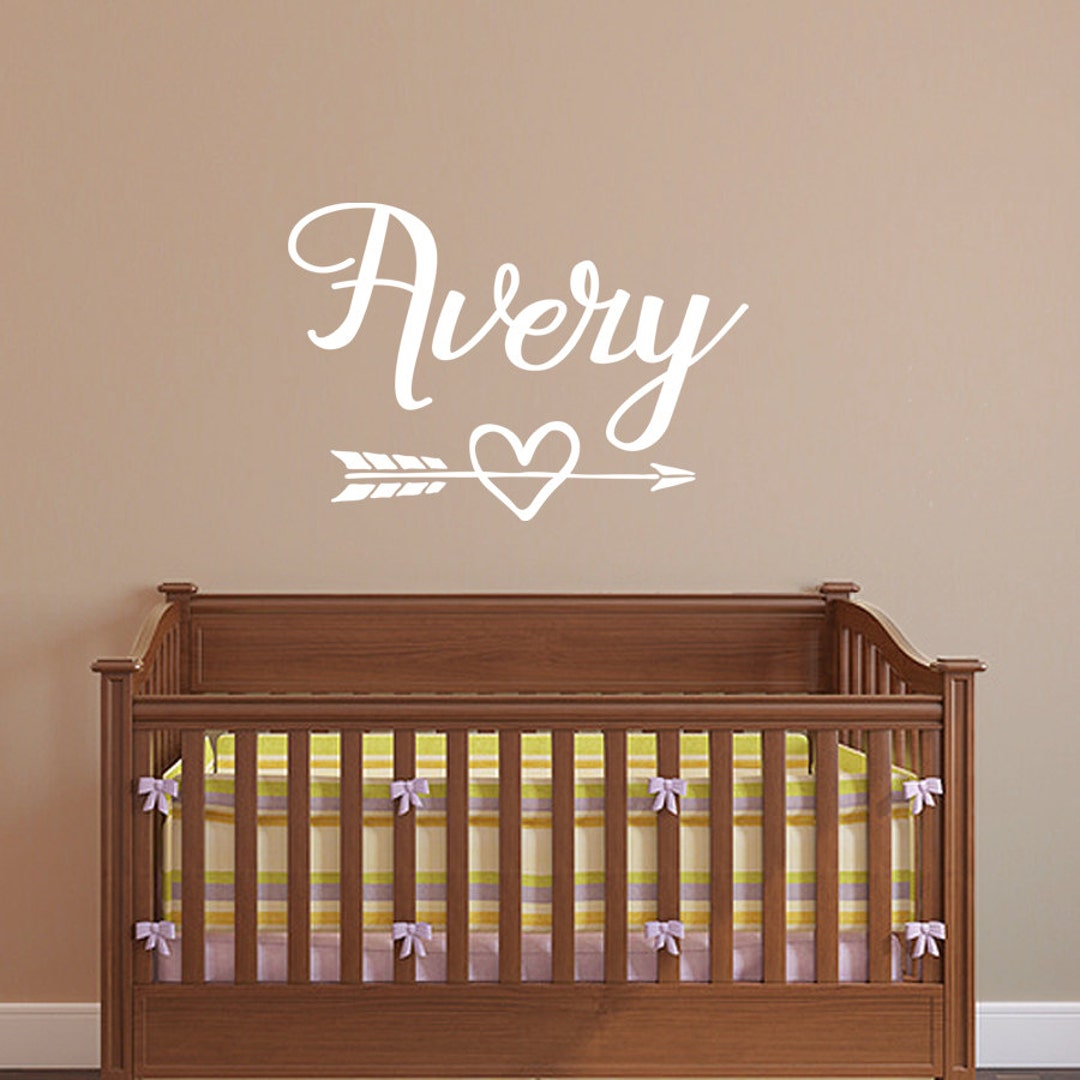 Personalized Name Decal, Arrow Heart Decor, Nursery Wall Decal ...