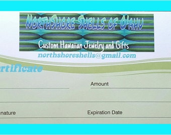 Personalized Hawaiian Gift Certificate: Custom Calligraphy