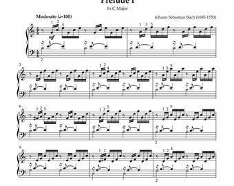 Prelude in C major BWV 846, Bach, Johann Sebastian Bach, Piano score, PDF