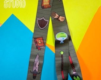 dungeons and dragons extra wide lanyard adventure rpg role play game badgeholder tabletop game magic the gathering fantasy dnd swords