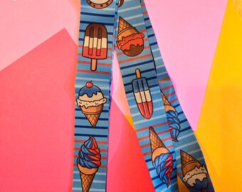 ice cream desert wide lanyard | food lover gift summer ice cream cone nostalgia kids gift badgeholder pin display