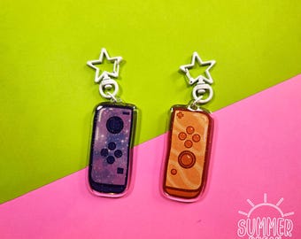 nintendo switch joycon keychains purple galaxy or orange dreamsicle | gamer gifts | acrylic charm