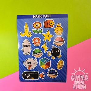 Mario Kart sticker sheet, switch 2, mario kart world, nintendo fans, video game stickers, nintendo fan stickers