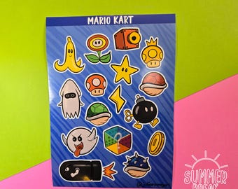Mario kart glossy sticker sheet 5 x 7 | Mario kart world nintendo gift video games mario galaxy