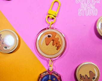 splatoon grizzco salmon run golden egg 2.5 inch acrylic glitter connector charm