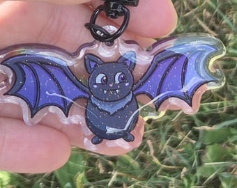Spooky bat acrylic keychain bag charm 2.5 inches halloween trinket