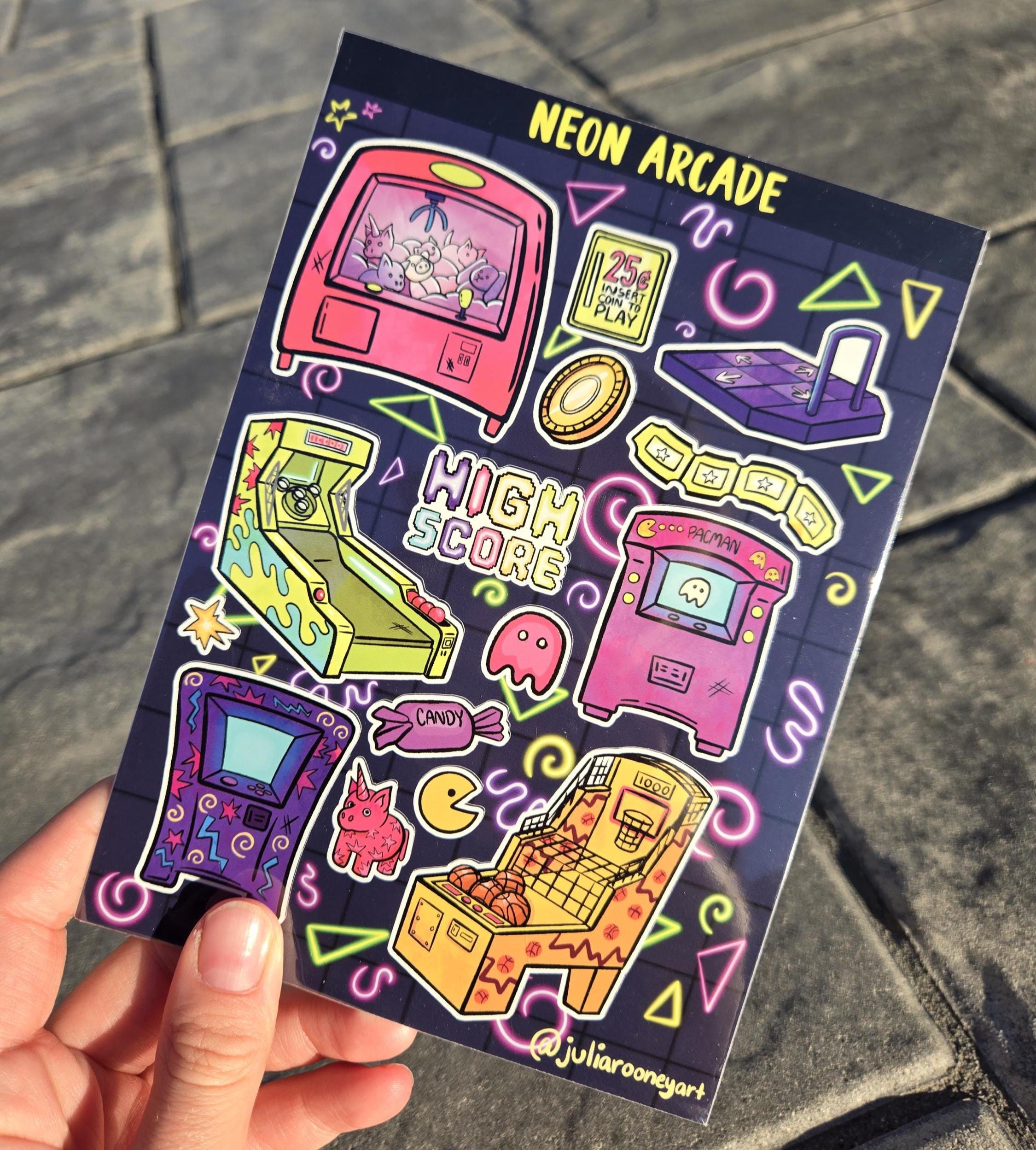 Neon Arcade Sticker Sheet - Etsy