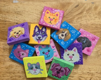 CUSTOM HAND-PAINTED pet portrait 2 Inch Canvas Magnet