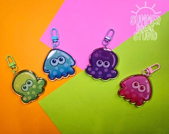 Splatoon inspired inkling and octoling keychain charm video game gift bag accessory nintendo switch