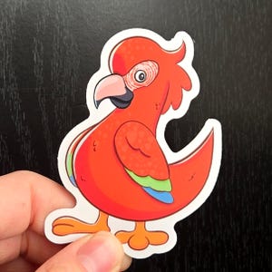 Red Parrot 3 Inch Waterproof Vinyl Sticker