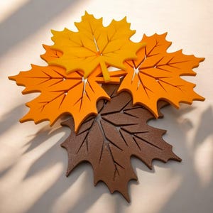 Maple Leaf Coasters: 3D Printed Fall Home Décor - Set of 4 - Seasonal Coasters
