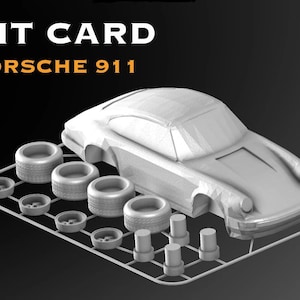 Porsche 911 Kit Card – DIY Modellauto | Unbemalt oder Benutzerdefinierte Farboptionen | 3D Gedruckt