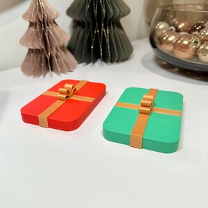 Weihnachtsgeschenkkartenhalter - 3D gedrucktes Geschenk mit Schleife, anpassbarer Weihnachtsgeschenkkartenhalter
