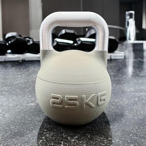 gray kettlebell protein holder with silver lid