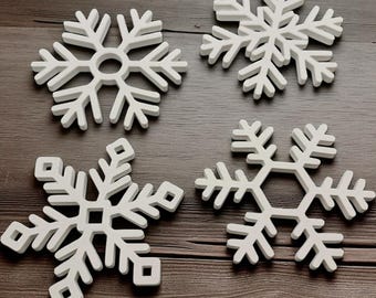 Snowflake Coasters Set: Matte, Hosting Accessories, Winter Holiday Table Decor