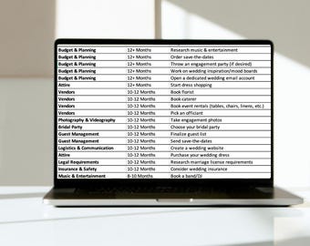 Redigerbart kalkylblad för bröllopsplanering | Tidslinje och checklista, kalkylblad för bröllopsplanerare, bröllopschecklista, checklista för bröllopsplanering