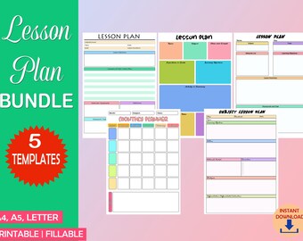Lesson Plan Template, Lesson Planner Printable, Homeschool Teacher Planner, Weekly, Daily Plans, Academic Schedule, Simple Lesson Plan Book