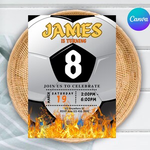 EDITABLE Soccer Birthday Invitation Template, Soccer Party Invitation, Printable Birthday Party Invitations, Digital Kids Party Invite