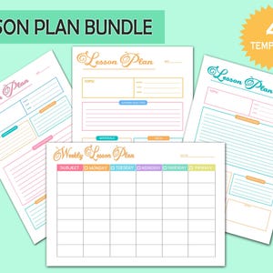 Lesson Plan Template, Lesson Planner Printable, Homeschool Teacher Planner, Weekly, Daily Plans, Academic Schedule, Simple Lesson Plan Book