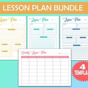 Lesson Plan Template, Lesson Planner Printable, Homeschool Teacher Planner, Weekly, Daily Plans, Academic Schedule, Simple Lesson Plan Book