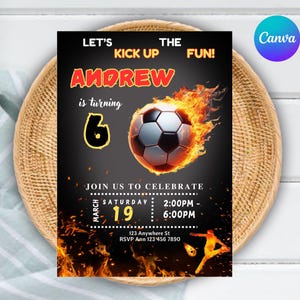 EDITABLE Soccer Birthday Invitation Template, Soccer Party Invitation, Printable Birthday Party Invitations, Digital Kids Party Invite